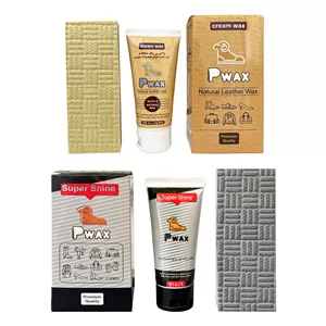 واکس بیرنگ براق کننده و محافظ چرم کفش پی واکس مدل pwax2km به همراه اسفنج مجموعه 4 عددی