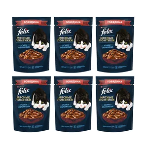 پوچ گربه فلیکس مدل in Sauce با طعم گوشت گاو وزن 410 گرم بسته 6 عددی