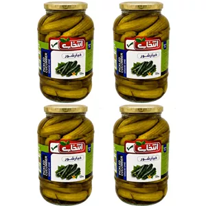 خیارشور درشت نمکی سرکه‌ای انتخاب - 1500 گرم بسته 4 عددی