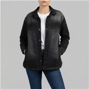 مانتو شومیزی زنانه مدل جین کاغذی هلالی کد G82