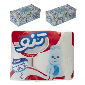 دستمال حوله ای و دستمال کاغذی تنو مدل 2JH6 مجموعه 3 عددی