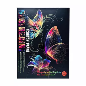 مقوا رنگ‌آمیزی مدل نقاشی ذغالی گل و پروانه بزرگسال سایز 23x17 سانتی‌متر مجموعه 4 عددی