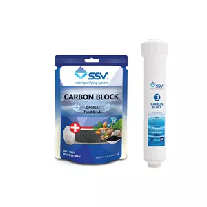 فیلتر دستگاه تصفیه کننده آب اس اس وی مدل Carbon block به همراه بسته شارژ یدک وزن 140 گرم 