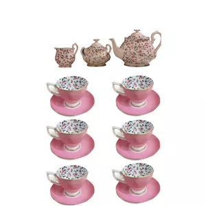 سرویس‌ چای خوری 15 پارچه 6 نفره طرح کلاسیک کد 1996