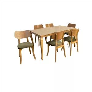 میز و صندلی ناهارخوری 6 نفره گالری چوب آشنایی مدل Khod-minfili-Mehr6