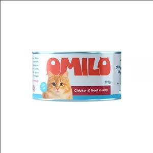 کنسرو غذای گربه اومیلو مدل نچرال در ژله طعم مرغ، گوشت گاو وزن ۲۲۰ گرم