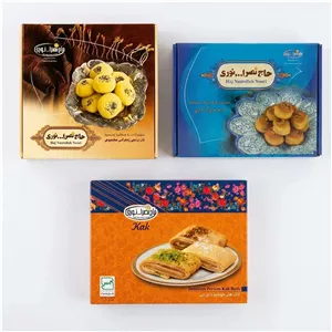 پک نان خرمایی گردویی ، نان برنجی زعفرانی ، کاک حاج نصرالله نوری - 2300 گرم بسته 3 عددی