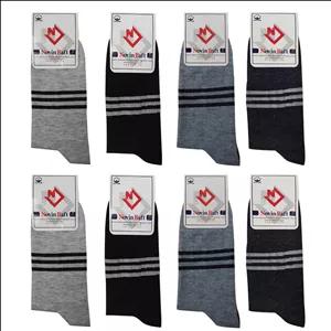 جوراب ساق بلند مردانه مدل نوین بافت 08RN بسته 8 عددی