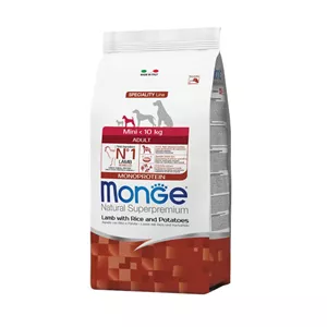 غذای خشک سگ بالغ مونژه نژاد کوچک مدل Monge Mini Adult با طعم بره، برنج و سیب زمینی وزن 7.5 کیلوگرم