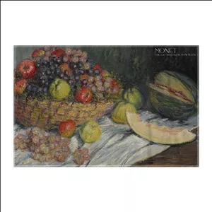 کاغذ کادو ترمه طراحان ایده مدل طبیعت بی جان با خربزه شیرین از مونه کد art0214 سایز 57x37 سانتی متر