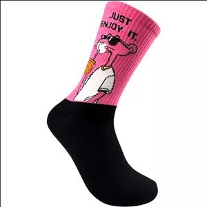 جوراب ساق بلند مدل پلنگ صورتی Just enjoy it