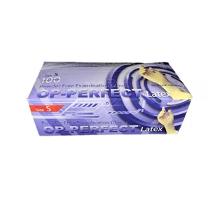 دستکش لاتکس بدون پودر حریر مدل OP-PERFECT سایز S بسته 100 عددی