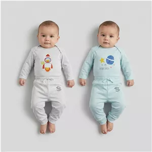 ست بادی آستین بلند و شلوار راحتی نوزادی نیل کوک مدل Space set Melange مجموعه 2 عددی