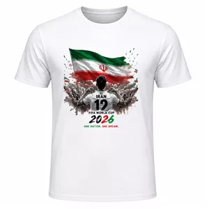 تی‌شرت آستین کوتاه یقه گرد مردانه مدل A27 طرح جام جهانی 2026 ایران