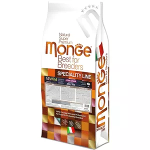 غذای خشک سگ بالغ مونژه مدل Monge Bwild Low Grain All Breeds با طعم غاز وزن 15 کیلوگرم