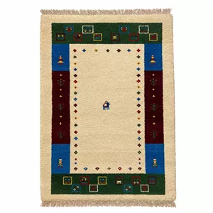 گبه دستبافت قشقایی یک متری کد Nkpa.ha.X76 زمینه کرم