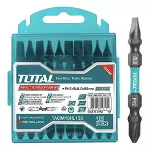 سری پیچ گوشتی یکسر چهارسو یکسر دو سو توتال مدل TACIM16HL133 بسته 10 عددی