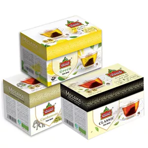 چای سبز کیسه ای  با طعم لیمو ، چای سیاه کیسه ای ویژه و چای سیاه کیسه ای با طعم هل ویژه پوششدار مسما 3 بسته 20 عددی