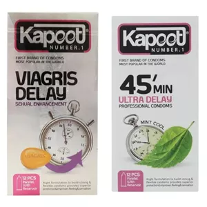 کاندوم تاخیری کاپوت مدل 45min بسته 12 عددی به همراه کاندوم ویاگرا کاپوت مدل Diagris Delay بسته 12 عددی