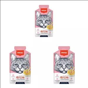 سوپ گربه ونپی مدل Meat Broth با طعم ماهی تن و میگو وزن 150 گرم بسته 3 عددی
