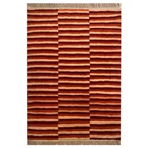 گبه دستبافت قشقایی یک متری کد NKP.RJ0075 زمینه قرمز