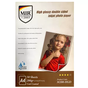 کاغذ چاپ عکس گلاسه دورو میر مدل M200-HGD سایز A4 بسته 50 عددی