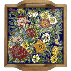 سینی کاشی کاری مدل گلستان