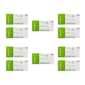 دستکش لاتکس غیر پودری کسری طب مدل Excellent Finishing سایز لارج بسته 10 عددی