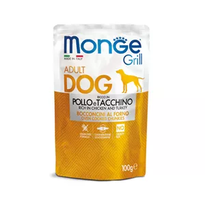 پوچ سگ بالغ مونژه مدل Monge Grill Adult با طعم مرغ و بوقلمون وزن 100 گرم