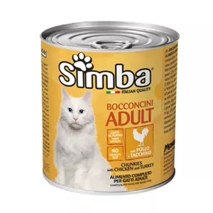 کنسرو گربه بالغ مونژه مدل Simba Cat Chunkies با طعم مرغ و بوقلمون وزن 720 گرم