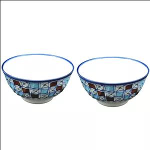 کاسه آبگوشت خوری چینی ميبد مرواريد مدل شطرنجي بسته 2 عددی