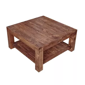 میز پذیرایی مربع با پایه چوب و صفحه چوب مدل روستیک AR-CoffeeTbl-884