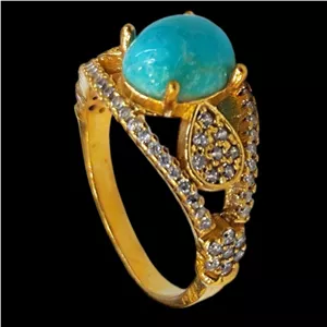 انگشتر زنانه مدل سنگ فیروزه نیشابور کد ۴۵