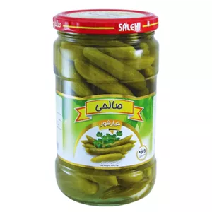 خیارشور سرکه ای پاستوریزه ویژه صالحی - 650 گرم مجموعه 12 عددی