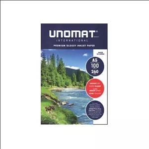 کاغذ چاپ عکس فتوگلاسه یونومات سری پریمیوم مدل 260g سایز A5 بسته 100 عددی