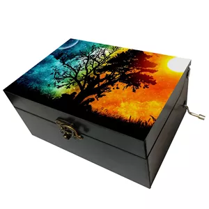 جعبه موزیکال مدل هندلی طرح درخت ماه خورشید کد T1214