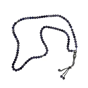 تسبیح نقره گالری ظهیرالدینی مدل یاقوت کبود کد YGH-101-01