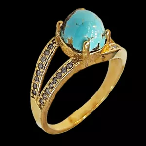 انگشتر زنانه مدل سنگ فیروزه نیشابور کد ۴۴۹۹