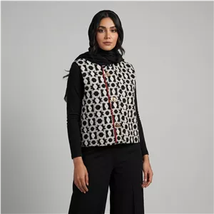 جلیقه زنانه مدل کتان سوزندوزی هندسی کد AK1674