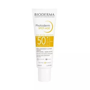 ژل ضد آفتاب بدون رنگ بایودرما  SPF50 مدل Photoderm Spot-Age محافظ UVA ،UVB و PA ، ضد لک، ضد پیری، ضد آب، مناسب انواع پوست حجم 40 میلی‌لیتر