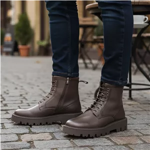 نیم بوت مردانه چرم مشهد مدل J6292-088