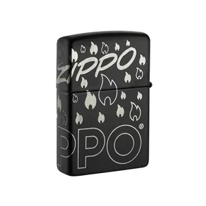 فندک بنزینی زیپو مدل 48908 218C ZIPPO DESIGN طرح لوگو و شعله زیپو
