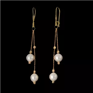 گوشواره طلا 18 عیار زنانه با طرح مروارید مدل DK628 