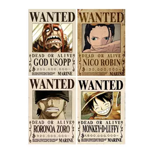 پوستر مدل وان پیس طرح لوفی تحت تعقیب کد-km-wanted-45 مجموعه 4 عددی