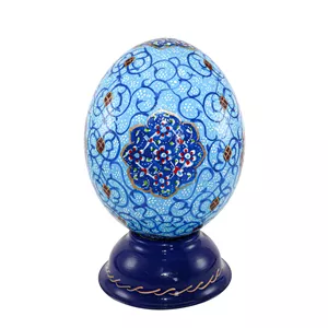تخم شترمرغ تزیینی صنایع دستی فاخر مدل مگنت دار طرح اسلیمی کد Bl1814
