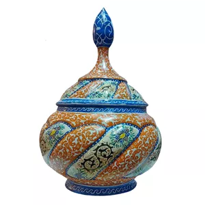 قندان میناکاری مسی مدل اسلیمی ختایی کد 1266