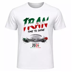 تی‌شرت آستین کوتاه یقه گرد مردانه مدل A10 طرح جام جهانی 2026 ایران
