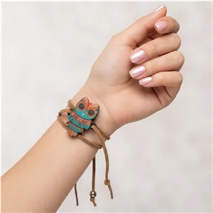 دستبند چوبی طرح جغد کد 31