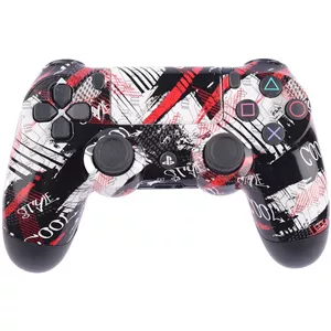 دسته بازی بی سیم SONY PlayStation 4 DualShock 4 High Copy طرح Style Cool مشکی سفید قرمز