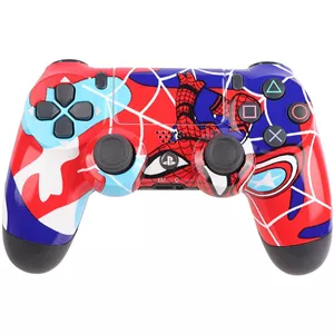 دسته بازی بی سیم SONY PlayStation 4 DualShock 4 High Copy طرح اسپایدر من قرمز آبی
